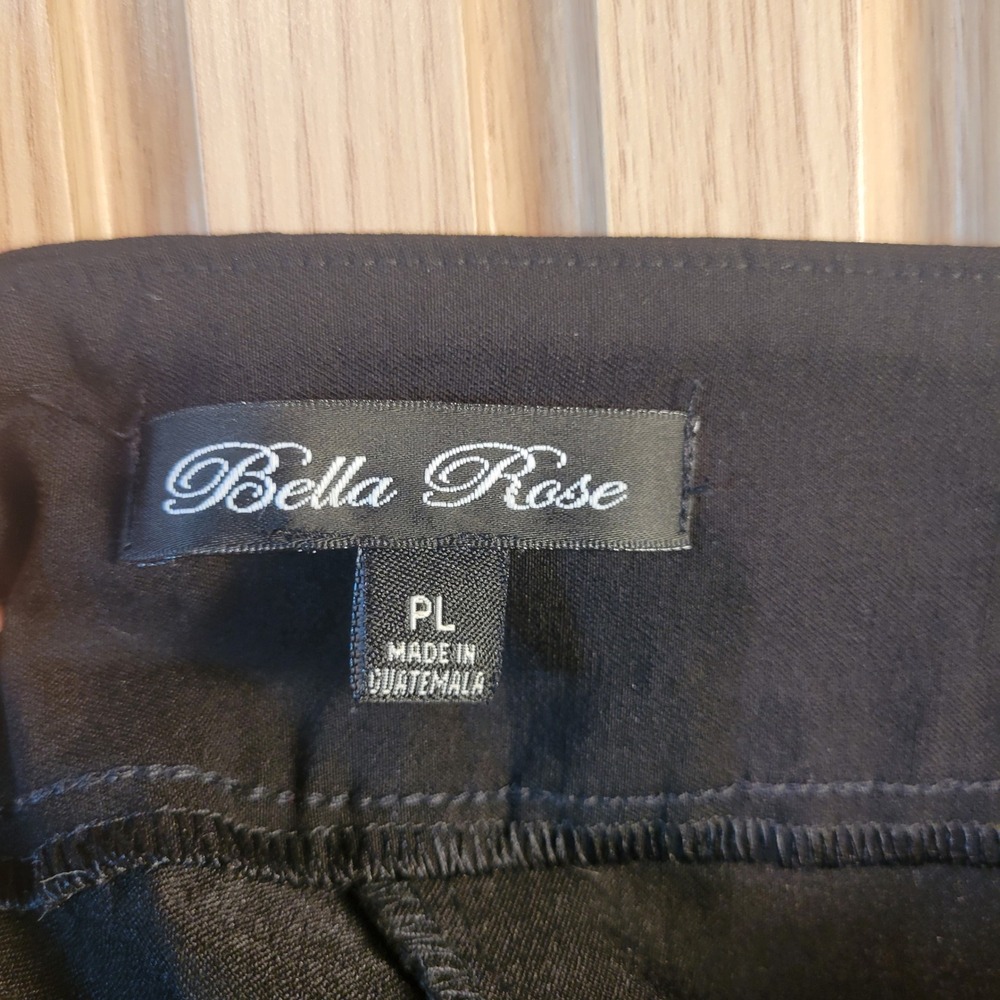 Bella Rose Studded Hem Cropped Pants Women PL Black Excellent Stretch Petite - Picture 3 of 8